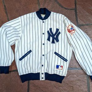 Vintage MLB New York Yankees Baseball Felco Pinstripe Jacket (Large) Made in USA